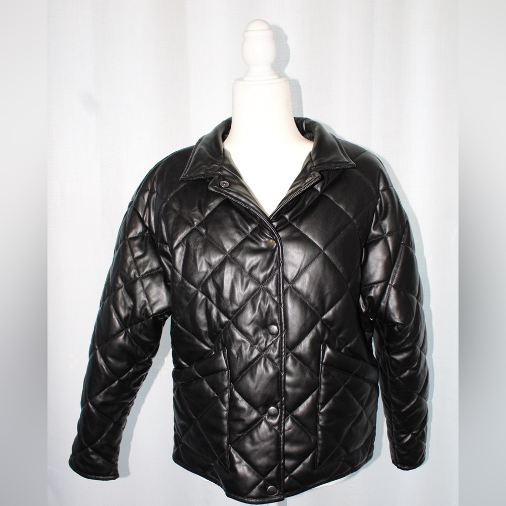 NWT Z Supply Heritage Black Faux Leather Quilted Jacket - Size Small - Picture 1 of 8